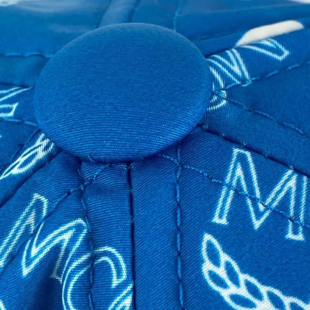 MCM Blue Monogram Visetos Log Baseball Cap Hat